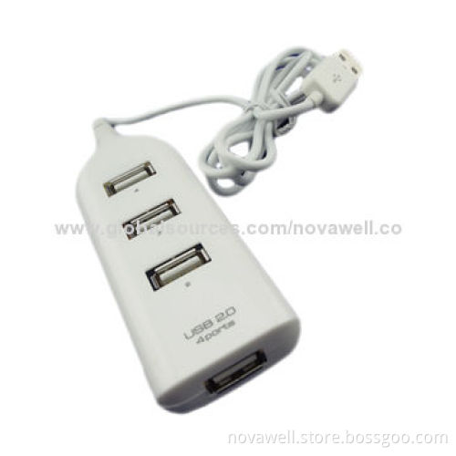 4-port USB2.0 Hub, Comes with Long Cable of 80cm Length, Plug-and-play Function